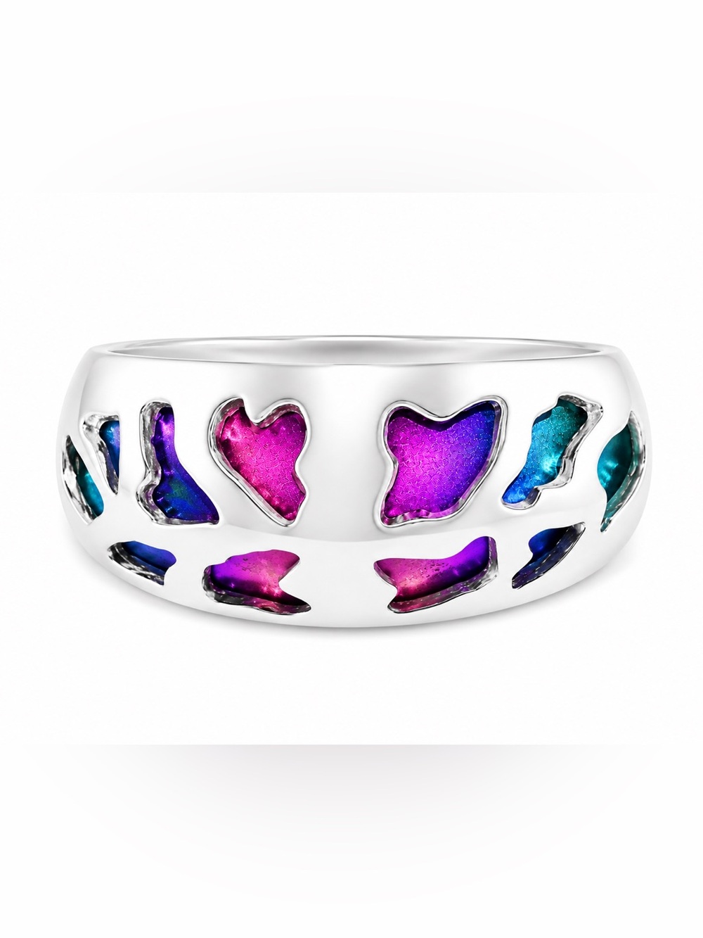Unisex Sterling Silver Natural Mother of Pearl Ring Color-Enhanced Size 11